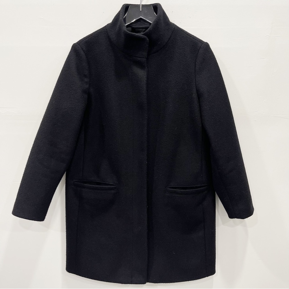 Old Navy Soft Brushed Funnel Neck Long Coat in Black Jack Medium Petite
